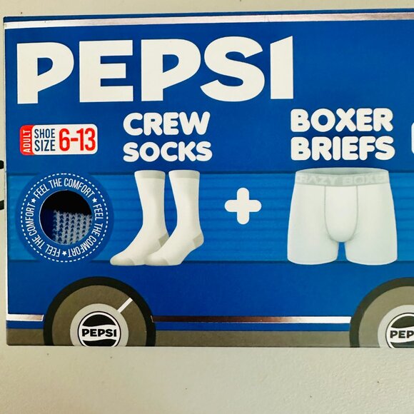 CRAZY BOXER 2 PIECE PEPSI CREW SOCKS AND BOZER BRIEFS GIFT SET - Picture 2 of 3